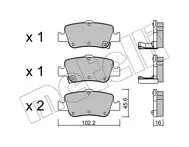 Задние тормозные колодки Metelli 22-0796-0 для Toyota Corolla 10 пок. / E140, E150 / рестайлинг