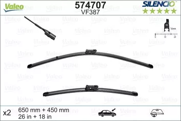 Valeo Silencio Flat VF387 <span>щетки стеклоочистителя 650/450 мм</span>