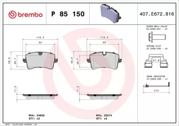 Brembo P 85 150 <span>тормозные колодки задние</span>
