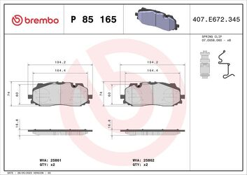 Brembo P 85 165 <span>тормозные колодки передние</span>