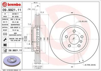 Brembo Prime Line 09.9921.11 <span>тормозной диск вентилируемый</span>
