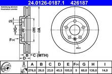 Тормозной диск ATE 24.0126-0187.1 для Opel Astra K / хэтчбек / рестайлинг