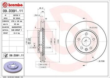 Brembo Prime Line 09.D391.11 <span>тормозной диск вентилируемый</span>