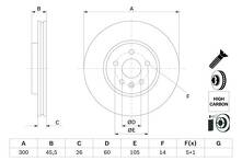 Тормозной диск Bosch 0 986 479 D93 для Opel Astra K / хэтчбек / рестайлинг