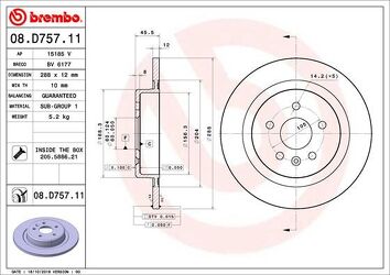 Brembo Prime Line 08.D757.11 <span>тормозной диск полный</span>