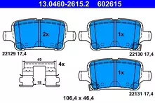 Задние тормозные колодки ATE 13.0460-2615.2 для Opel Astra K / хэтчбек / рестайлинг