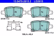 Задние тормозные колодки ATE Ceramic 13.0470-2615.2 для Opel Astra K / хэтчбек / рестайлинг