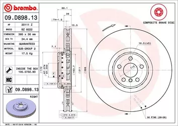 Brembo Prime Line 09.D898.13 <span>тормозной диск вентилируемый</span>