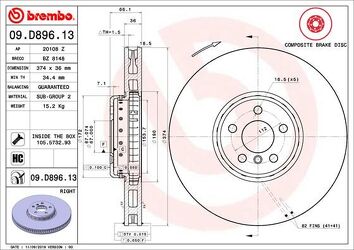 Brembo Prime Line 09.D896.13 <span>тормозной диск вентилируемый</span>