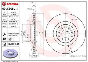 Brembo Prime Line 09.C306.11 <span>тормозной диск вентилируемый</span>