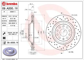 Brembo Xtra Line 09.A200.1X <span>тормозной диск вентилируемый</span>
