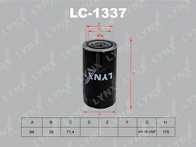 Масляный фильтр Lynx LC-1337 LC-1337