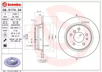 Brembo Prime Line 08.5174.34 <span>тормозной диск полный</span>