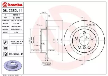 Brembo Prime Line 08.C352.11 <span>тормозной диск полный</span>