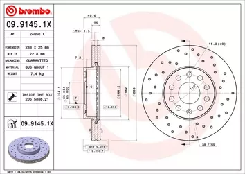 Brembo Xtra Line 09.9145.1X <span>тормозной диск вентилируемый</span>
