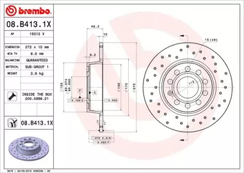 Brembo Xtra Line 08.B413.1X <span>тормозной диск полный</span>
