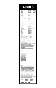 Bosch AeroTwin A088S <span>щетки стеклоочистителя 650/500 мм</span>