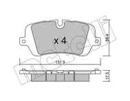 Задние тормозные колодки Metelli 22-1025-0 для Land Rover Discovery 5 пок. / рестайлинг