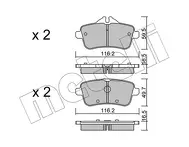 Задние тормозные колодки Metelli  22-0968-3