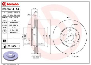 Brembo Prime Line 09.9464.11 <span>тормозной диск вентилируемый</span>