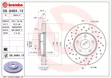Brembo Xtra Line 09.9464.1X <span>тормозной диск вентилируемый</span>