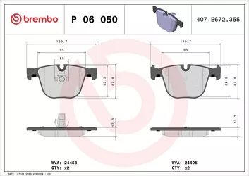 Brembo P 06 050 <span>тормозные колодки задние</span>