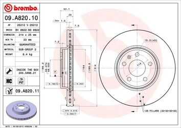 Brembo Prime Line 09.A820.11 <span>тормозной диск вентилируемый</span>