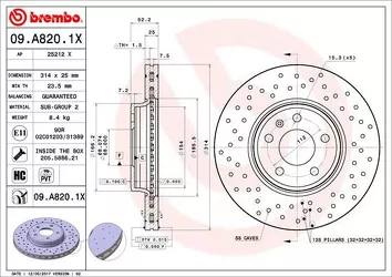 Brembo Xtra Line 09.A820.1X <span>тормозной диск вентилируемый</span>