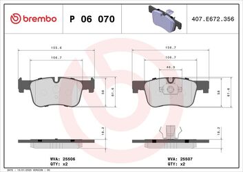 Brembo P 06 070 <span>тормозные колодки передние</span>