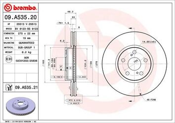 Brembo Prime Line 09.A535.21 <span>тормозной диск вентилируемый</span>