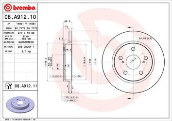 Brembo Prime Line 08.A912.10 <span>тормозной диск полный</span>
