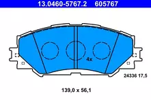 Передние тормозные колодки ATE 13.0460-5767.2 для Toyota Corolla 10 пок. / E140, E150 / рестайлинг