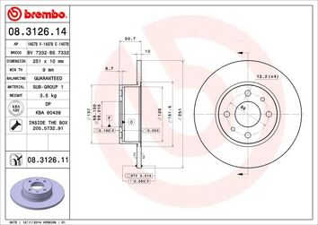 Brembo Prime Line 08.3126.14 <span>тормозной диск полный</span>