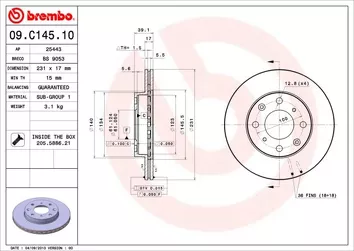 Brembo Prime Line 09.C145.10 <span>тормозной диск вентилируемый</span>