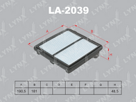 Воздушный фильтр Lynx LA-2039 LA-2039