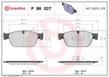 Brembo P 86 027 <span>тормозные колодки передние</span>