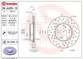 Brembo Xtra Line 09.A455.1X <span>тормозной диск вентилируемый</span>