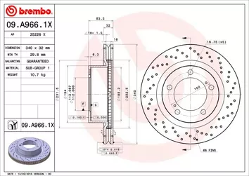 Brembo Xtra Line 09.A966.1X <span>тормозной диск вентилируемый</span>