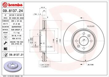 Brembo Prime Line 09.8137.21 <span>тормозной диск вентилируемый</span>