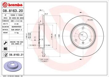 Brembo Prime Line 08.8163.20 <span>тормозной диск полный</span>