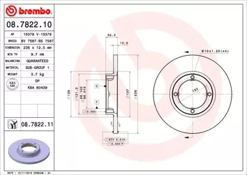 Brembo Prime Line 08.7822.10 <span>тормозной диск полный</span>