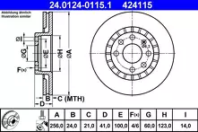 Тормозной диск ATE 24.0124-0115.1 для Daewoo Nexia N100, N150