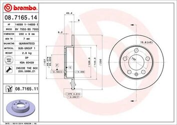 Brembo Prime Line 08.7165.11 <span>тормозной диск полный</span>