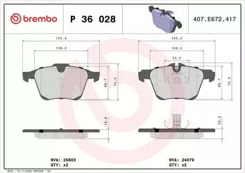 Brembo P 36 028 <span>тормозные колодки передние</span>