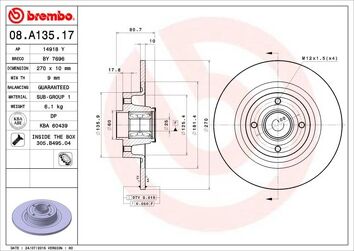Brembo Prime Line 08.A135.17 <span>тормозной диск полный</span>