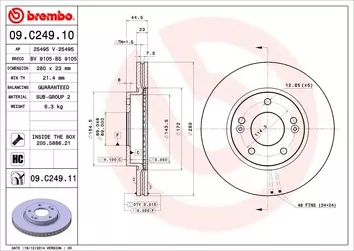 Brembo Prime Line 09.C249.11 <span>тормозной диск вентилируемый</span>
