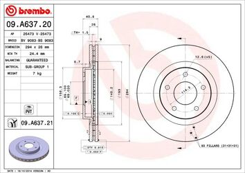 Brembo Prime Line 09.A637.21 <span>тормозной диск вентилируемый</span>