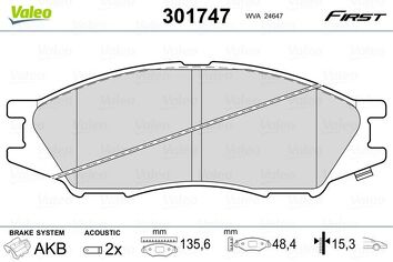Valeo First 301747 <span>тормозные колодки передние</span>