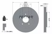 Тормозной диск Textar 92181503 для Dodge Grand Caravan 5 пок.