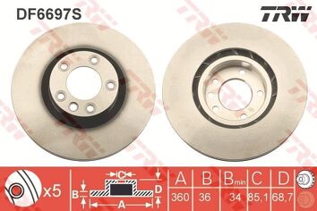 TRW DF6697S <span>тормозной диск вентилируемый</span>